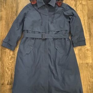 Vintage Eddie Bauer Women’s XL Goose Down Trench Coat Removable Liner Hood USA